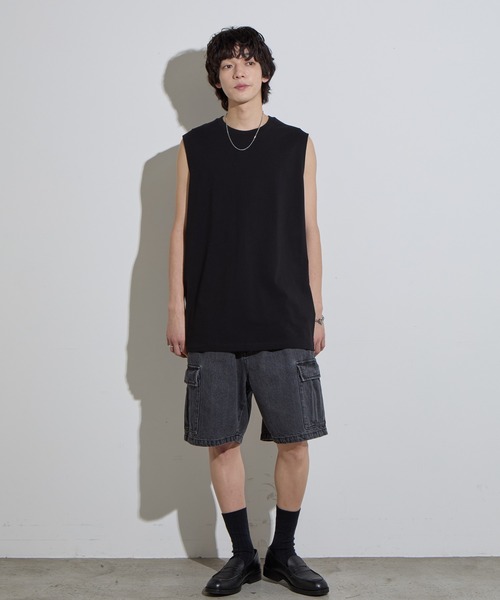 SLICK(スリック)の「【SLICK/スリック】Hight Twist Cotton Sleeveless T-shirt / TANKTOP / ハイツイストコットンスリーブレスTシャツ/ インナーTシャツ / タンクトップ(Tシャツ/カットソー・メンズ・スミクロ/ホワイト/ブラック・1/2/3)」の15枚目の写真