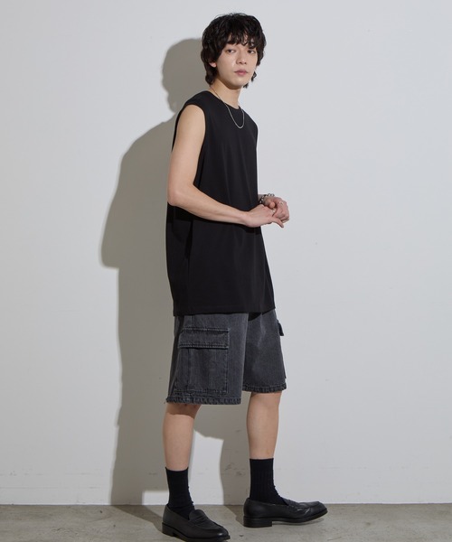 SLICK(スリック)の「【SLICK/スリック】Hight Twist Cotton Sleeveless T-shirt / TANKTOP / ハイツイストコットンスリーブレスTシャツ/ インナーTシャツ / タンクトップ(Tシャツ/カットソー・メンズ・スミクロ/ホワイト/ブラック・1/2/3)」の16枚目の写真