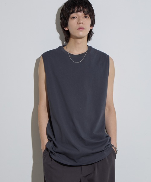 SLICK(スリック)の「【SLICK/スリック】Hight Twist Cotton Sleeveless T-shirt / TANKTOP / ハイツイストコットンスリーブレスTシャツ/ インナーTシャツ / タンクトップ(Tシャツ/カットソー・メンズ・スミクロ/ホワイト/ブラック・1/2/3)」の18枚目の写真