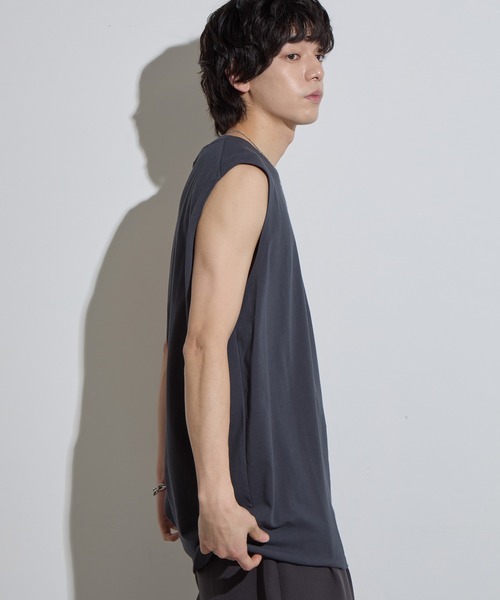 SLICK(スリック)の「【SLICK/スリック】Hight Twist Cotton Sleeveless T-shirt / TANKTOP / ハイツイストコットンスリーブレスTシャツ/ インナーTシャツ / タンクトップ(Tシャツ/カットソー・メンズ・スミクロ/ホワイト/ブラック・1/2/3)」の20枚目の写真