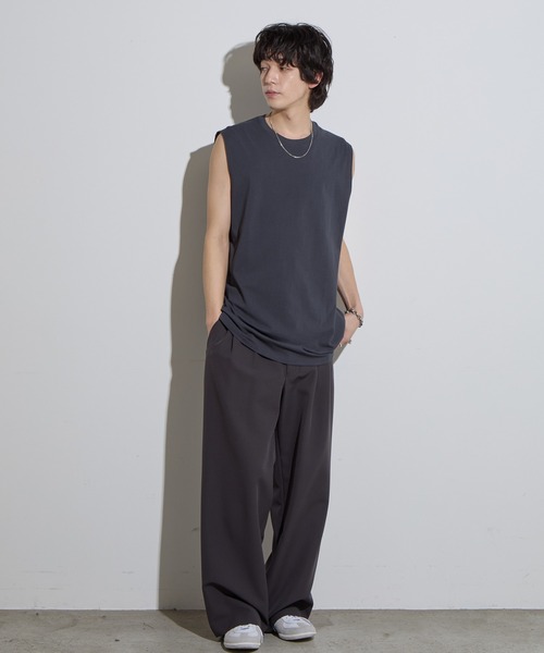 SLICK(スリック)の「【SLICK/スリック】Hight Twist Cotton Sleeveless T-shirt / TANKTOP / ハイツイストコットンスリーブレスTシャツ/ インナーTシャツ / タンクトップ(Tシャツ/カットソー・メンズ・スミクロ/ホワイト/ブラック・1/2/3)」の22枚目の写真