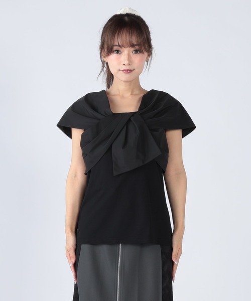 CECIL McBEE(セシルマクビー)の「接触冷感アシメリボンプルオーバー(Tシャツ/カットソー・レディース・ブラック/オフホワイト/ターコイズブルー/ブラウン・MEDIUM)」の11枚目の写真