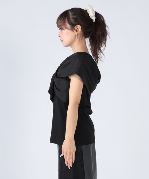 CECIL McBEE(セシルマクビー)の「接触冷感アシメリボンプルオーバー(Tシャツ/カットソー・レディース・ブラック/オフホワイト/ターコイズブルー/ブラウン・MEDIUM)」の12枚目の写真