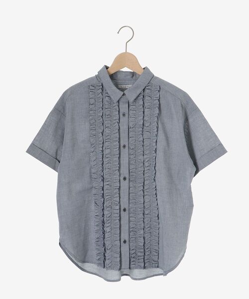 le.coeur blanc(ルクールブラン)の「《1枚で着映え!》フロントフリルレギュラーカラー半袖シャツ(シャツ/ブラウス・レディース・ネイビー/ブラック/ブルー・38)」の18枚目の写真