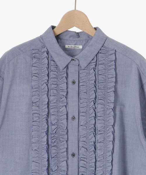 le.coeur blanc(ルクールブラン)の「《1枚で着映え!》フロントフリルレギュラーカラー半袖シャツ(シャツ/ブラウス・レディース・ネイビー/ブラック/ブルー・38)」の13枚目の写真