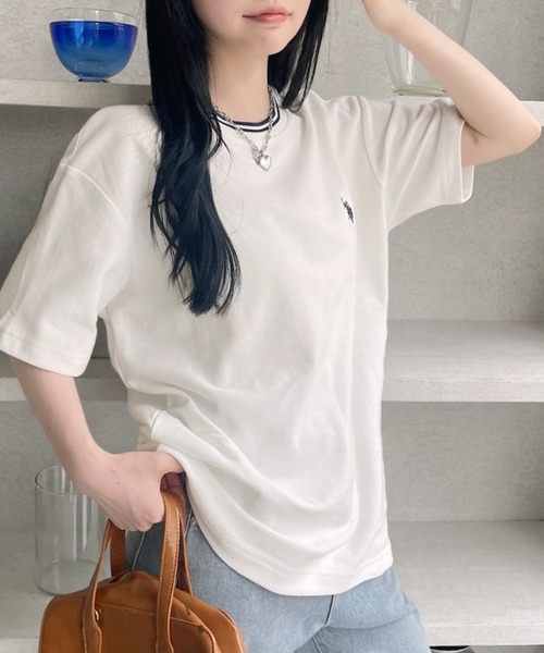 U.S. POLO ASSN.(ユーエスポロアッスン)の「U.S. POLO ASSN. 鹿子 襟口 リブ ライン Tシャツ(Tシャツ/カットソー・レディース・ホワイト/ベージュ/ネイビー・M/L)」の15枚目の写真