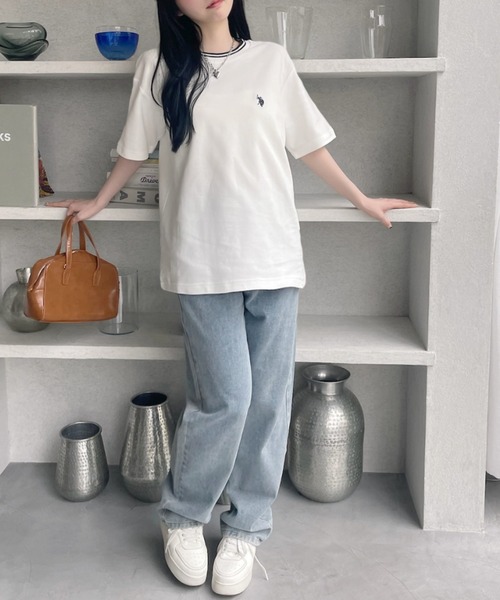 U.S. POLO ASSN.(ユーエスポロアッスン)の「U.S. POLO ASSN. 鹿子 襟口 リブ ライン Tシャツ(Tシャツ/カットソー・レディース・ホワイト/ベージュ/ネイビー・M/L)」の16枚目の写真