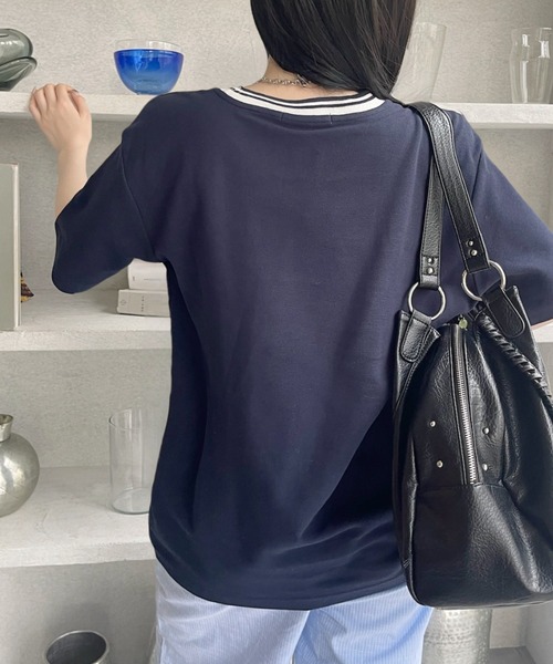 U.S. POLO ASSN.(ユーエスポロアッスン)の「U.S. POLO ASSN. 鹿子 襟口 リブ ライン Tシャツ(Tシャツ/カットソー・レディース・ホワイト/ベージュ/ネイビー・M/L)」の5枚目の写真