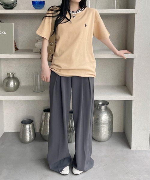 U.S. POLO ASSN.(ユーエスポロアッスン)の「U.S. POLO ASSN. 鹿子 襟口 リブ ライン Tシャツ(Tシャツ/カットソー・レディース・ホワイト/ベージュ/ネイビー・M/L)」の11枚目の写真