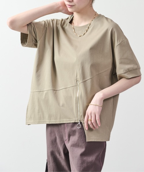 DOLLUPOOPS(ドールアップウップス)の「イレヘムファスナーTシャツ(Tシャツ/カットソー・レディース・グレー/オフホワイト/ブラック/カーキ・38)」の4枚目の写真