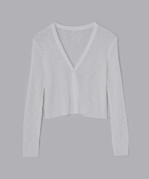 Olu.（オルドット）の「コンパクトシアーカーディガン（カーディガン/ボレロ・レディース・アイボリー/ライトグレー・FREE）」の13枚目の写真