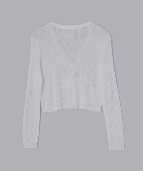 Olu.（オルドット）の「コンパクトシアーカーディガン（カーディガン/ボレロ・レディース・アイボリー/ライトグレー・FREE）」の3枚目の写真