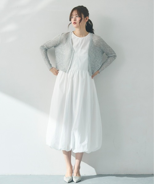 Olu.（オルドット）の「コンパクトシアーカーディガン（カーディガン/ボレロ・レディース・アイボリー/ライトグレー・FREE）」の9枚目の写真