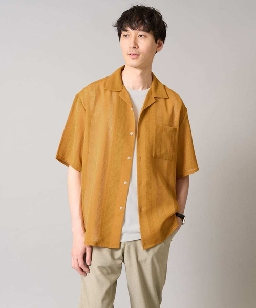 a.v.v（アーヴェヴェ）の「【接触冷感】カラミストライプ五分袖オープンカラーシャツ（シャツ/ブラウス・メンズ・ブルー/チャコールグレー/イエロー・48/50/46）」の13枚目の写真