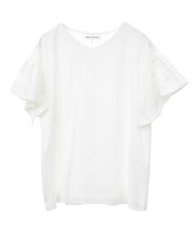 【接触冷感】ポンチ袖フリルVネックプルオーバー(取り扱い店舗限定)