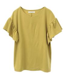 SOFFITTO（ソフィット）の「【接触冷感】ポンチ袖フリルVネックプルオーバー(取り扱い店舗限定)（Tシャツ/カットソー）」