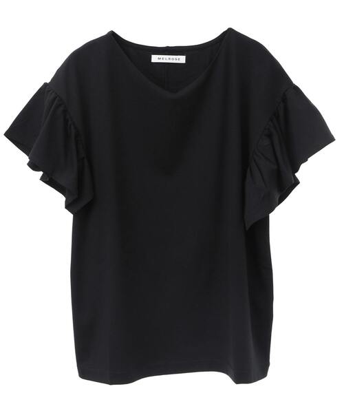 SOFFITTO(ソフィット)の「【接触冷感】ポンチ袖フリルVネックプルオーバー(取り扱い店舗限定)(Tシャツ/カットソー・レディース・モカ/オフホワイト/ブラック/オリーブ・FREE)」の3枚目の写真