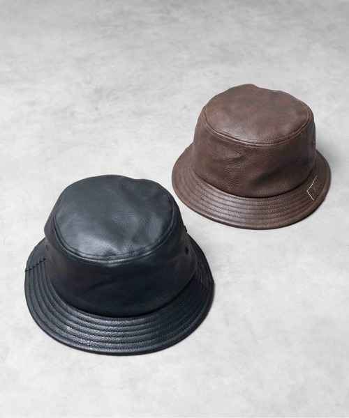 AVIREX（アヴィレックス）の「【AVIREX】SYNTHETIC LEATHER BUCKET HAT（ハット・メンズ・ブラウン/ブラック・FREE）」の4枚目の写真