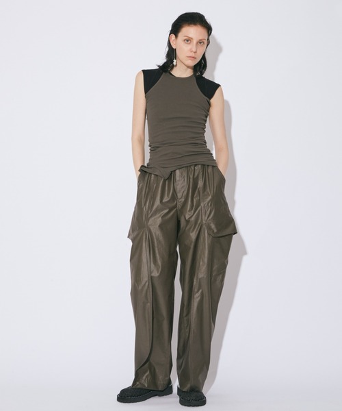 beautiful people（ビューティフルピープル）の「highcount chintz    cloth bow silhoue PT（カーゴパンツ・レディース・オリーブ/ネイビー・36/38）」の3枚目の写真