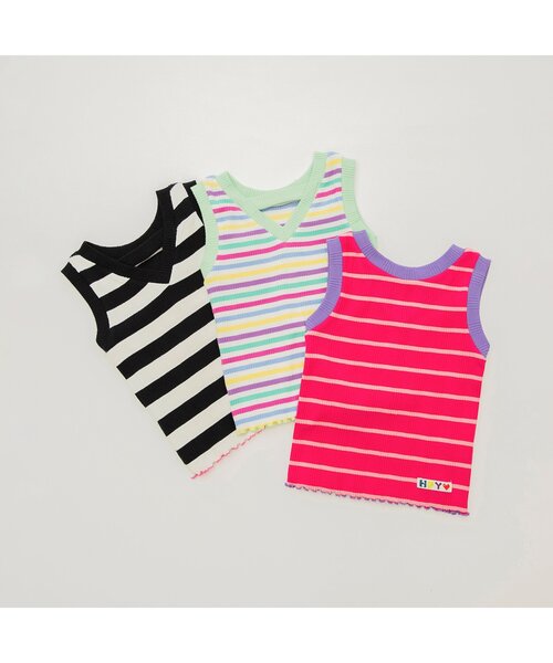 BREEZE（ブリーズ）の「【リンク/ジュニア対応】ボーダーリブタンク（タンクトップ・キッズ・ブラック/ピンク/レインボー・80/90/100/110/120/130/140）」の17枚目の写真
