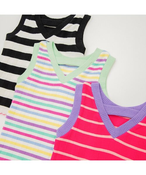 BREEZE（ブリーズ）の「【リンク/ジュニア対応】ボーダーリブタンク（タンクトップ・キッズ・ブラック/ピンク/レインボー・80/90/100/110/120/130/140）」の16枚目の写真