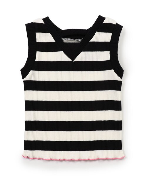 BREEZE（ブリーズ）の「【リンク/ジュニア対応】ボーダーリブタンク（タンクトップ・キッズ・ブラック/ピンク/レインボー・80/90/100/110/120/130/140）」の9枚目の写真