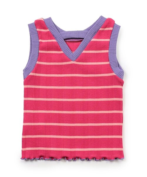 BREEZE（ブリーズ）の「【リンク/ジュニア対応】ボーダーリブタンク（タンクトップ・キッズ・ブラック/ピンク/レインボー・80/90/100/110/120/130/140）」の8枚目の写真