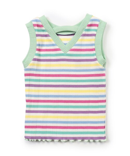 BREEZE（ブリーズ）の「【リンク/ジュニア対応】ボーダーリブタンク（タンクトップ・キッズ・ブラック/ピンク/レインボー・80/90/100/110/120/130/140）」の7枚目の写真