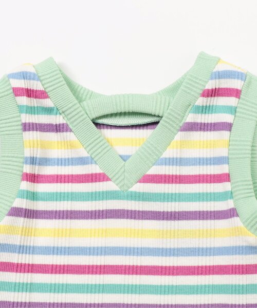 BREEZE（ブリーズ）の「【リンク/ジュニア対応】ボーダーリブタンク（タンクトップ・キッズ・ブラック/ピンク/レインボー・80/90/100/110/120/130/140）」の5枚目の写真