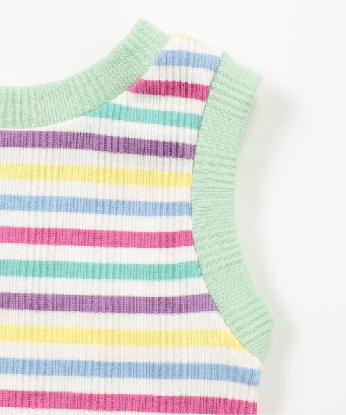 BREEZE（ブリーズ）の「【リンク/ジュニア対応】ボーダーリブタンク（タンクトップ・キッズ・ブラック/ピンク/レインボー・80/90/100/110/120/130/140）」の4枚目の写真