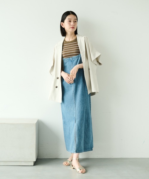 Shelly island（シェリーアイランド）の「半袖シャツジャケット（テーラードジャケット・レディース・チャコールグレー/ベージュ/ホワイト/ブラック/ブラウン・FREE）」の11枚目の写真