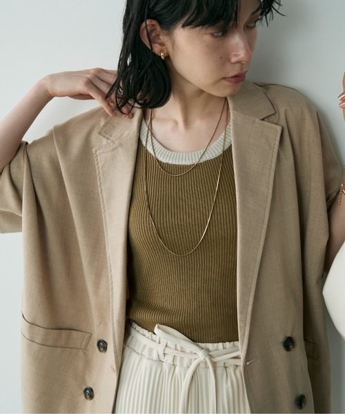 Shelly island（シェリーアイランド）の「半袖シャツジャケット（テーラードジャケット・レディース・チャコールグレー/ベージュ/ホワイト/ブラック/ブラウン・FREE）」の13枚目の写真