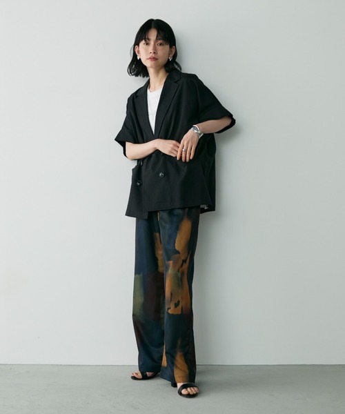 Shelly island（シェリーアイランド）の「半袖シャツジャケット（テーラードジャケット・レディース・チャコールグレー/ベージュ/ホワイト/ブラック/ブラウン・FREE）」の21枚目の写真