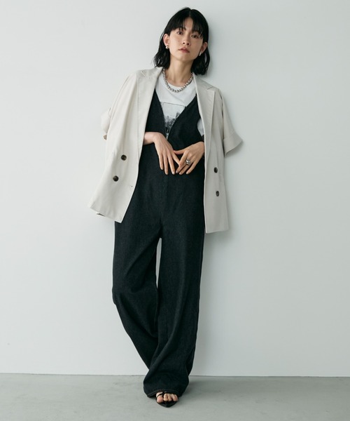 Shelly island（シェリーアイランド）の「半袖シャツジャケット（テーラードジャケット・レディース・チャコールグレー/ベージュ/ホワイト/ブラック/ブラウン・FREE）」の19枚目の写真