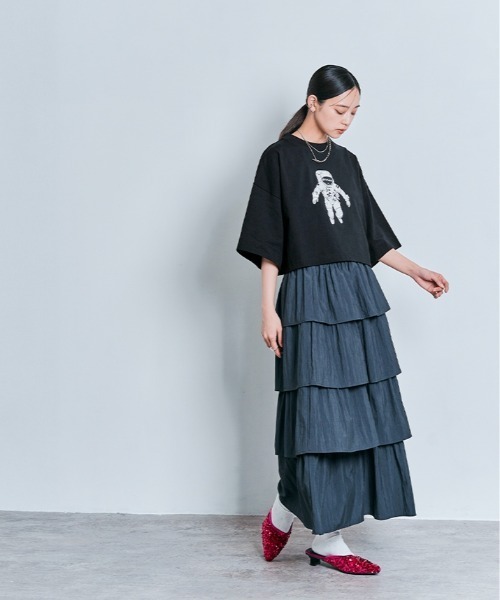 W:Huku（フーク）の「コスモ プリント ショート Tシャツ（Tシャツ/カットソー・レディース・オフホワイト/ブラック・FREE）」の11枚目の写真