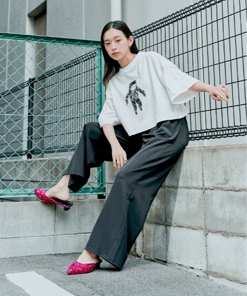 W:Huku（フーク）の「コスモ プリント ショート Tシャツ（Tシャツ/カットソー・レディース・オフホワイト/ブラック・FREE）」の12枚目の写真