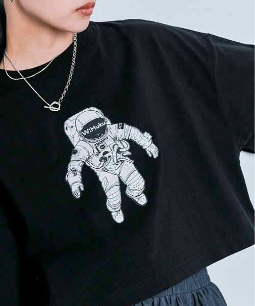 W:Huku（フーク）の「コスモ プリント ショート Tシャツ（Tシャツ/カットソー・レディース・オフホワイト/ブラック・FREE）」の17枚目の写真