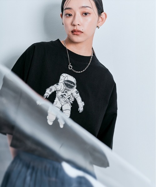 W:Huku（フーク）の「コスモ プリント ショート Tシャツ（Tシャツ/カットソー・レディース・オフホワイト/ブラック・FREE）」の18枚目の写真