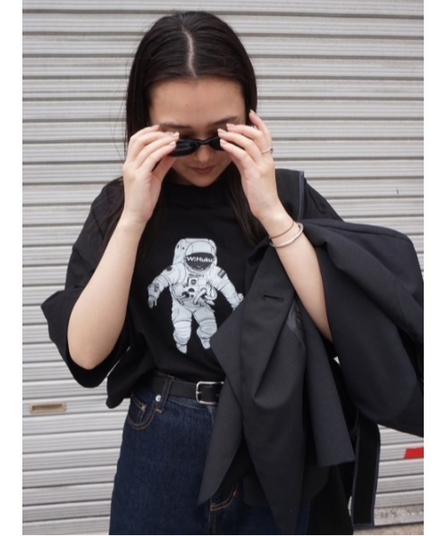 W:Huku（フーク）の「コスモ プリント ショート Tシャツ（Tシャツ/カットソー・レディース・オフホワイト/ブラック・FREE）」の3枚目の写真