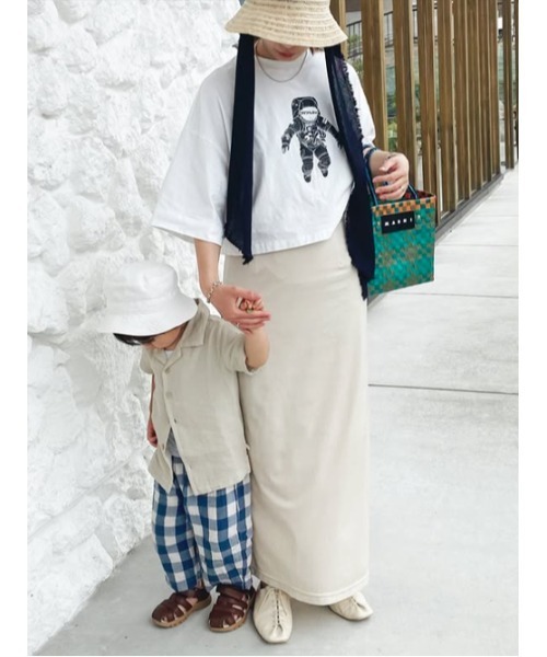 W:Huku（フーク）の「コスモ プリント ショート Tシャツ（Tシャツ/カットソー・レディース・オフホワイト/ブラック・FREE）」の4枚目の写真