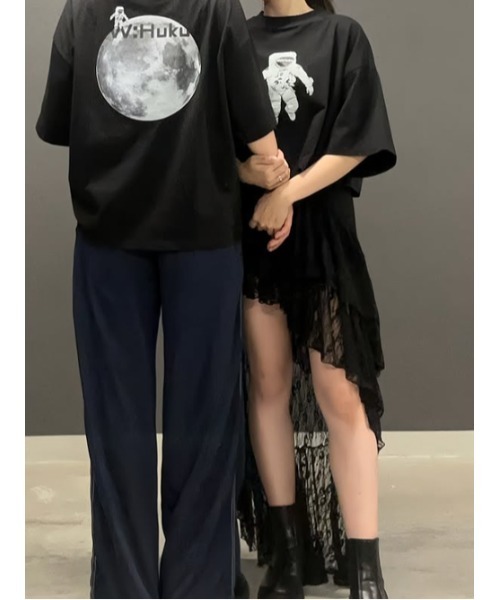 W:Huku（フーク）の「コスモ プリント ショート Tシャツ（Tシャツ/カットソー・レディース・オフホワイト/ブラック・FREE）」の5枚目の写真