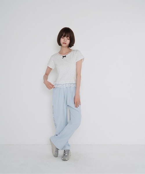 ポルカドットフリルTシャツ ブラック naffire-6.jpg