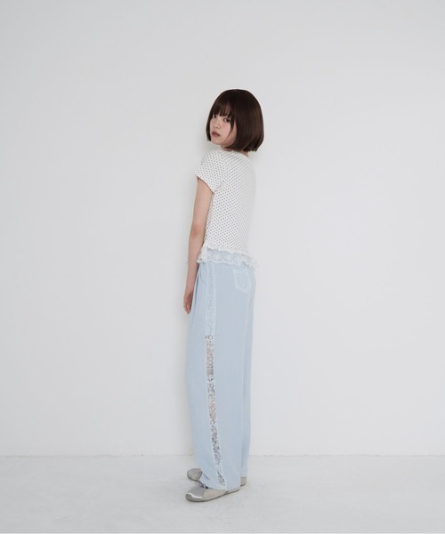 Uenui（ウニュイ）の「【 cunii 】 ポルカ ドット フリル ヘム トップ（Tシャツ/カットソー・レディース・ブラック/グレー/ホワイト・FREE）」の4枚目の写真