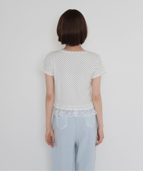 Uenui（ウニュイ）の「【 cunii 】 ポルカ ドット フリル ヘム トップ（Tシャツ/カットソー・レディース・ブラック/グレー/ホワイト・FREE）」の22枚目の写真