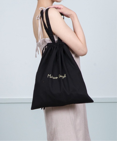 MAISON BENGAL（マイソンベンガル）の「【Maison Bengal】巾着バッグ　コットン　トートバッグ（トートバッグ・レディース・レッド/ブラウン/オレンジ/ナチュラル/ブラック・FREE）」の2枚目の写真