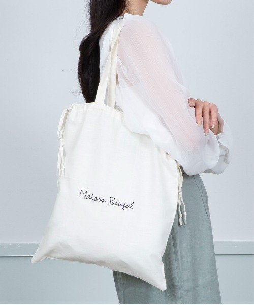 MAISON BENGAL（マイソンベンガル）の「【Maison Bengal】巾着バッグ　コットン　トートバッグ（トートバッグ・レディース・レッド/ブラウン/オレンジ/ナチュラル/ブラック・FREE）」の14枚目の写真