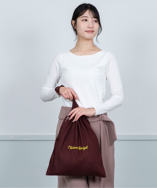 MAISON BENGAL（マイソンベンガル）の「【Maison Bengal】巾着バッグ　コットン　トートバッグ（トートバッグ・レディース・レッド/ブラウン/オレンジ/ナチュラル/ブラック・FREE）」の10枚目の写真