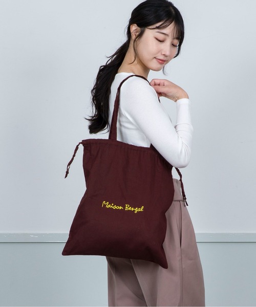 MAISON BENGAL（マイソンベンガル）の「【Maison Bengal】巾着バッグ　コットン　トートバッグ（トートバッグ・レディース・レッド/ブラウン/オレンジ/ナチュラル/ブラック・FREE）」の11枚目の写真