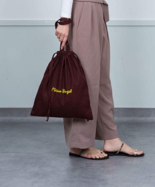 MAISON BENGAL（マイソンベンガル）の「【Maison Bengal】巾着バッグ　コットン　トートバッグ（トートバッグ・レディース・レッド/ブラウン/オレンジ/ナチュラル/ブラック・FREE）」の12枚目の写真