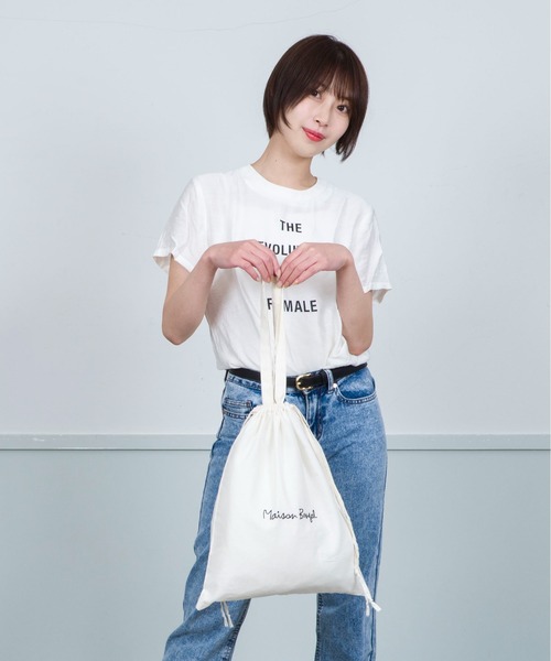 MAISON BENGAL（マイソンベンガル）の「【Maison Bengal】巾着バッグ　コットン　トートバッグ（トートバッグ・レディース・レッド/ブラウン/オレンジ/ナチュラル/ブラック・FREE）」の15枚目の写真